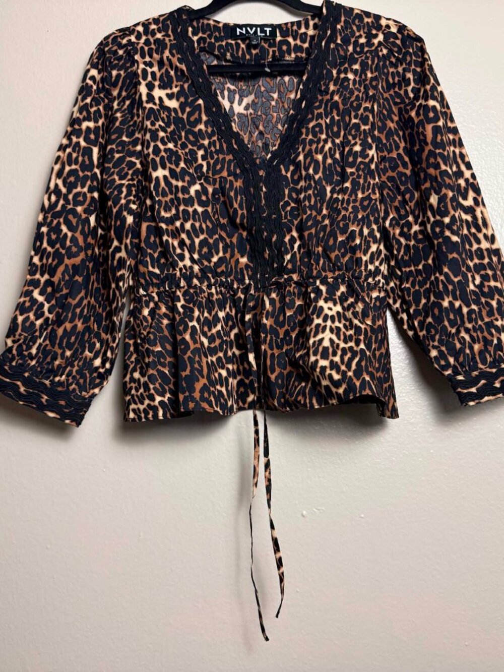 NVLT Leopard Print Peplum Blouse
